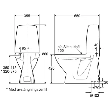 Ifø Cera 3860 Gulvstående toilet - m/skjult S-lås