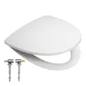 Sæde med låg til Sign i hvid plast med quick release, soft close og fast beslag
