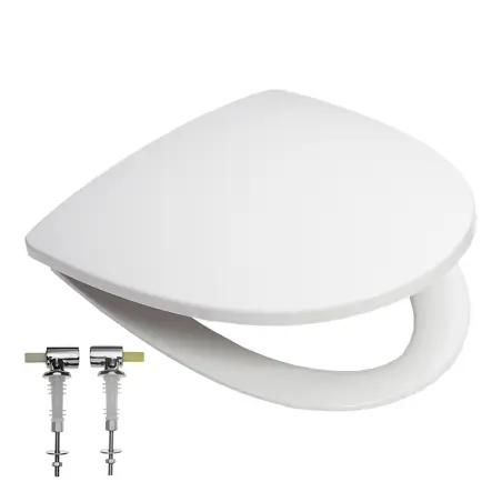 Sæde med låg til Sign i hvid plast med quick release, soft close og fast beslag
